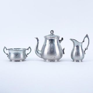 Three (3) Piece German Silver Tea Set