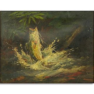 Charles Frederick (William) Mielatz, American (1864 - 1919) Oil on canvas "Oswego Bass, Caloosahatchie River, FLA"