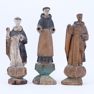 Collection of Three (3) Early Carved Wood Santos Figures