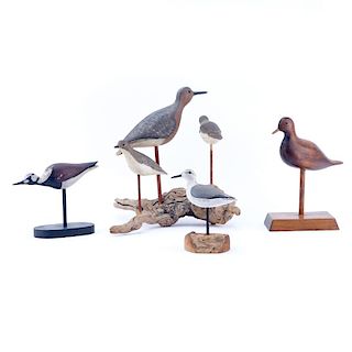 Collection of  Six (6) Carved and Painted Wood Birds
