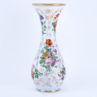 Large Hand Painted Opaline Glass Vase
