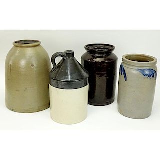 Collection of Four (4) Antique American Stoneware Crocks and Jug