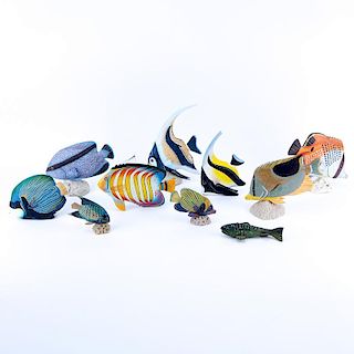 Collection of Ten (10) Vintage Hand Painted Models of Fish
