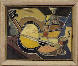 American School, 20th C. Cubist Abstract "Gin"