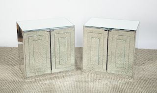 PAIR MIRRORED SIDE TABLES