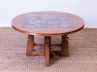MAURICE PRE OAK LOW TABLE INSET WITH TILES