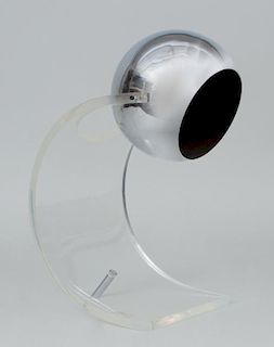 CHROME AND LUCITE DESK LAMP, IN THE STYLE OF ROBERT SONNEMAN