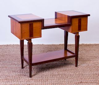 CHERRY AND PAINTED WOOD CONSOLE TABLE
