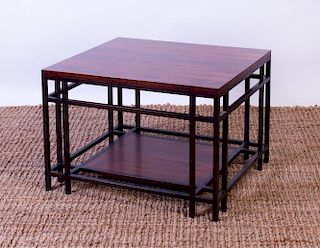 BAKER ROSEWOOD AND EBONIZED END TABLE