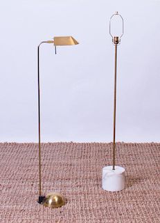 KOVACS BRASS FLOOR LAMP AND A BRASS FLOOR LAMP WITH MARBLE BASE