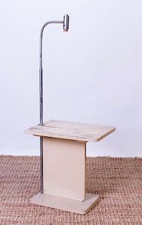 BAUHAUS STYLE PAINTED WOOD AND CHROME LAMP TABLE