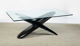 BLACK LACQUERED FIBERGLASS X-FORM DINING TABLE