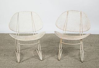 PAIR PAINTED METAL GARDEN CHAIRS, IN THE STYLE OF SALTERINI