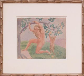 GASTON HENRI TOUSSANT (1872-1946): FIGURES IN AN ORCHARD; AND WOMAN WITH A LYRE