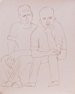 AFTER BEN SHAHN (1898-1969): TWO SEATED MEN