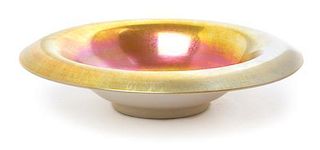 A Steuben Gold Aurene and Calcite Bowl, Diameter 10 1/8 inches.