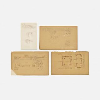 Frank Lloyd Wright, collection of four architectural plans and elevations