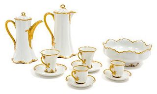 A Haviland Limoges Porcelain Coffee and Chocolate Service Height of tallest 10 1/4 inches.