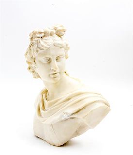 * A Continental Marble Bust Height 11 1/2 inches.