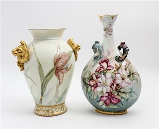 * Two Limoges Porcelain Vases Height of first 13 inches.