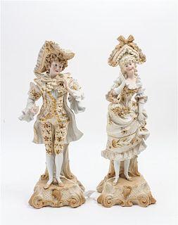 * A Pair of Continental Bisque Porcelain Figures Height 16 inches.