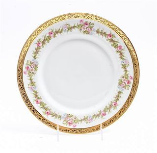 * A Group of Twelve M. Redon Limoges Porcelain Dinner Plates Diameter 10 1/4 inches.