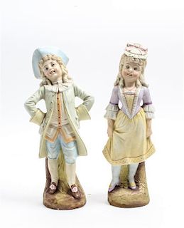 Two Continental Bisque Porcelain Figures Height of taller 11 3/4 inches.