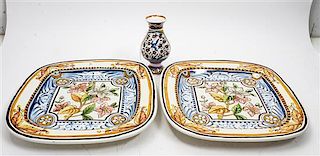 A Pair of Italian Polychrome Majolica Chargers Width 16 1/4 inches.