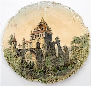 A German Polychrome Ceramic Charger Diameter 15 inches.