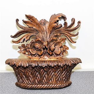 A Black Forest Carved Wall Applique Height 11 x width 11 inches.