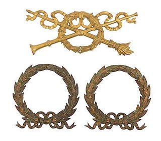 * Three Continental Bronze Appliques Width of widest 15 inches.