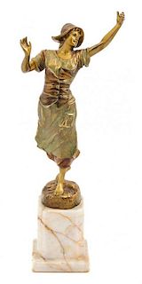 * A French Gilt Bronze Figure Height overall 15 3/8 inches.