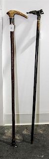 * A Group of Two Canes Length of longest 33 1/2 inches.