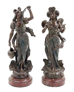 * A Pair of Continental Cast Metal Figures Height 14 1/2 inches.