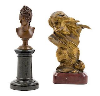 * A French Gilt Bronze Bust Height of taller 7 inches.