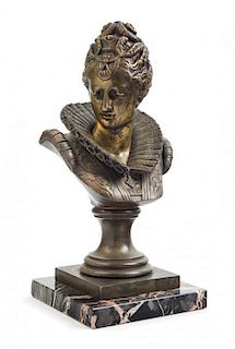 * A Continental Gilt Bronze Bust Height overall 13 inches.