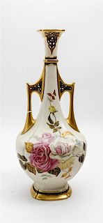 * A Royal Worcester Porcelain Vase Height 16 inches.