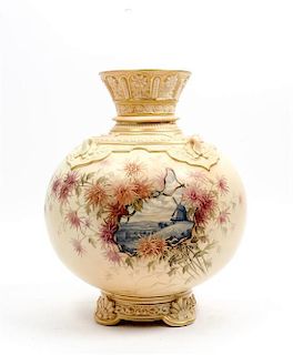 * A Royal Worcester Porcelain Vase Height 10 3/4 inches.