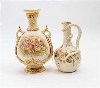 * Two Royal Worcester Porcelain Articles Height of taller 8 3/4 inches.