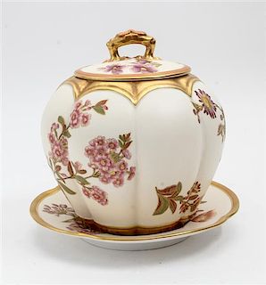 * A Royal Worcester Porcelain Covered Jar Height overall 7 1/2 inches,