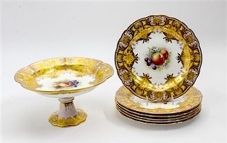 * A Royal Worcester Partial Dessert Service, Price Diameter of compote 9 3/4 inches.