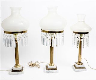* A Group of Six Gilt Metal and Marble Table Lamps Height of tallest 18 3/4 inches.