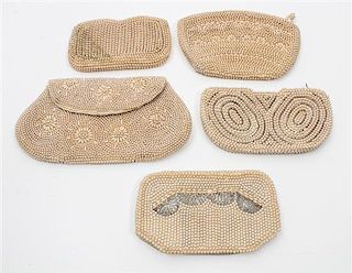 A Collection of Nine Vintage Beaded Handbags Width of widest 7 inches.