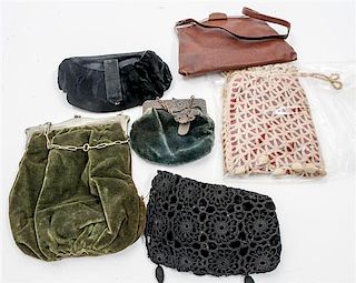 A Collection of Six Vintage Handbags Width of widest 8 inches.