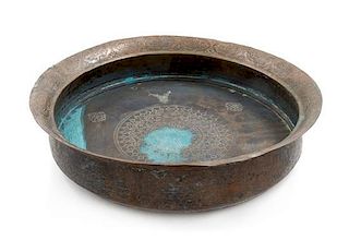 * A Middle Eastern Copper Basin Diameter 25 1/2 inches.