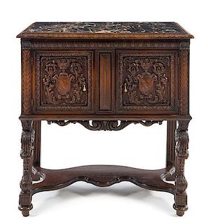 A Renaissance Revival Humidor Height 28 1/2 x width 26 1/2 x depth 14 1/2 inches.