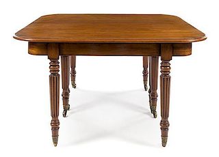 A William IV Mahogany Concertina Action Dining Table Height 29 1/2 x width 51 1/2 x depth 48 inches (closed).