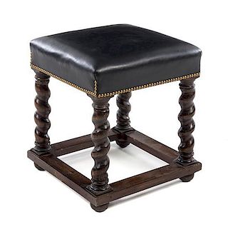 A William & Mary Style Ottoman Height 19 1/2 x width 18 x depth 18 1/4 inches.