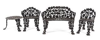 * A Set of Victorian Style Cast Iron Furniture Width of first 38 inches.