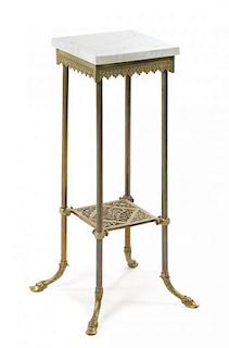 * An Aesthetic Brass Pedestal Table Height 31 3/8 inches.